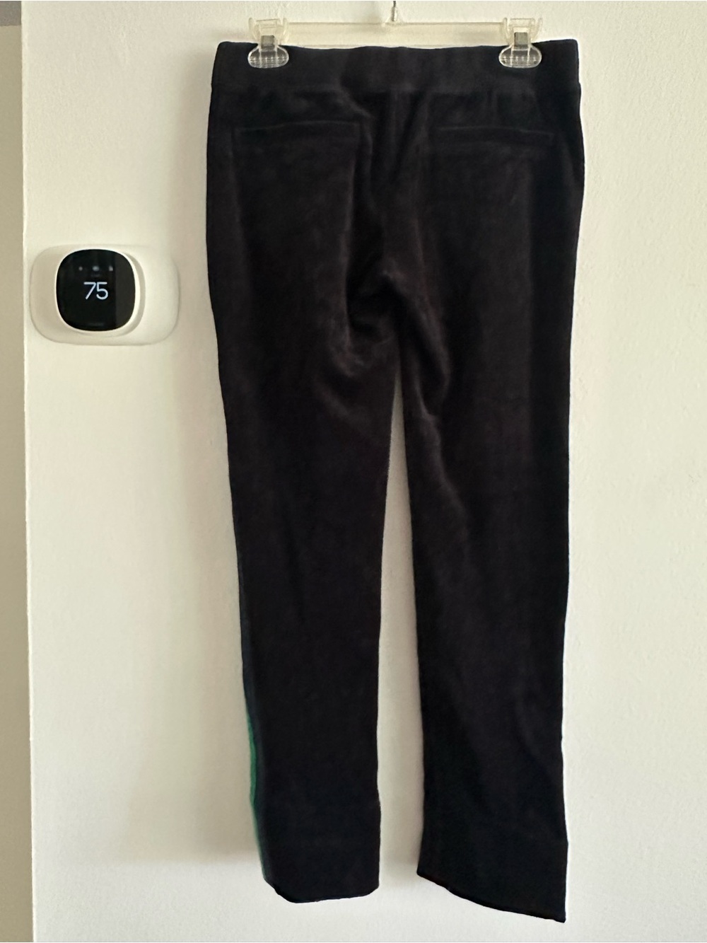 Pam & Gela velvet Black pants with green glitter side stripe women size P